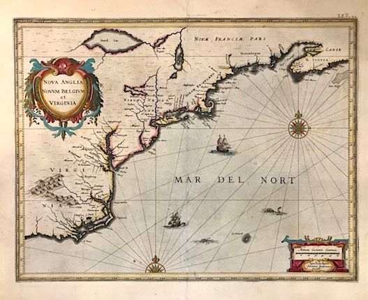 Mercator Gerard - Hondius Jodocus Nova Anglia, Novum Belgium et Virginia 1637 Amsterdam